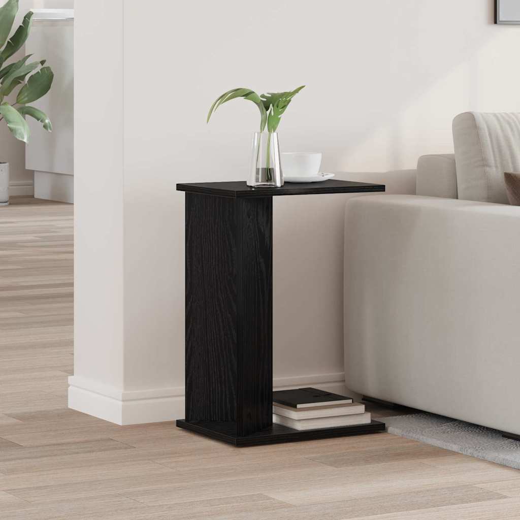 Bijzettafel Zwart Eiken 35 x 25 x 50 cm Bewerkt hout is nu te koop bij PeponiXL, paradijselijk wonen!