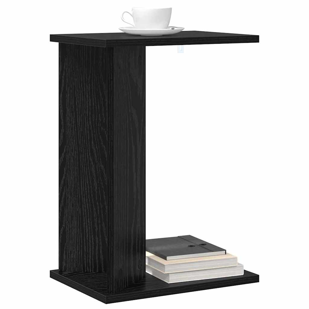 Bijzettafel Zwart Eiken 35 x 25 x 50 cm Bewerkt hout is nu te koop bij PeponiXL, paradijselijk wonen!