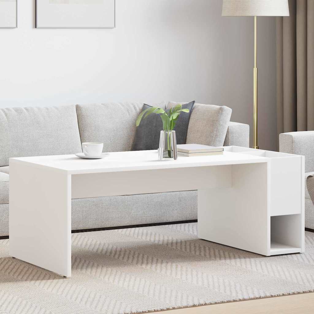 Salontafel Wit 101,5 x 50 x 37 cm Bewerkt hout is nu te koop bij PeponiXL, paradijselijk wonen!
