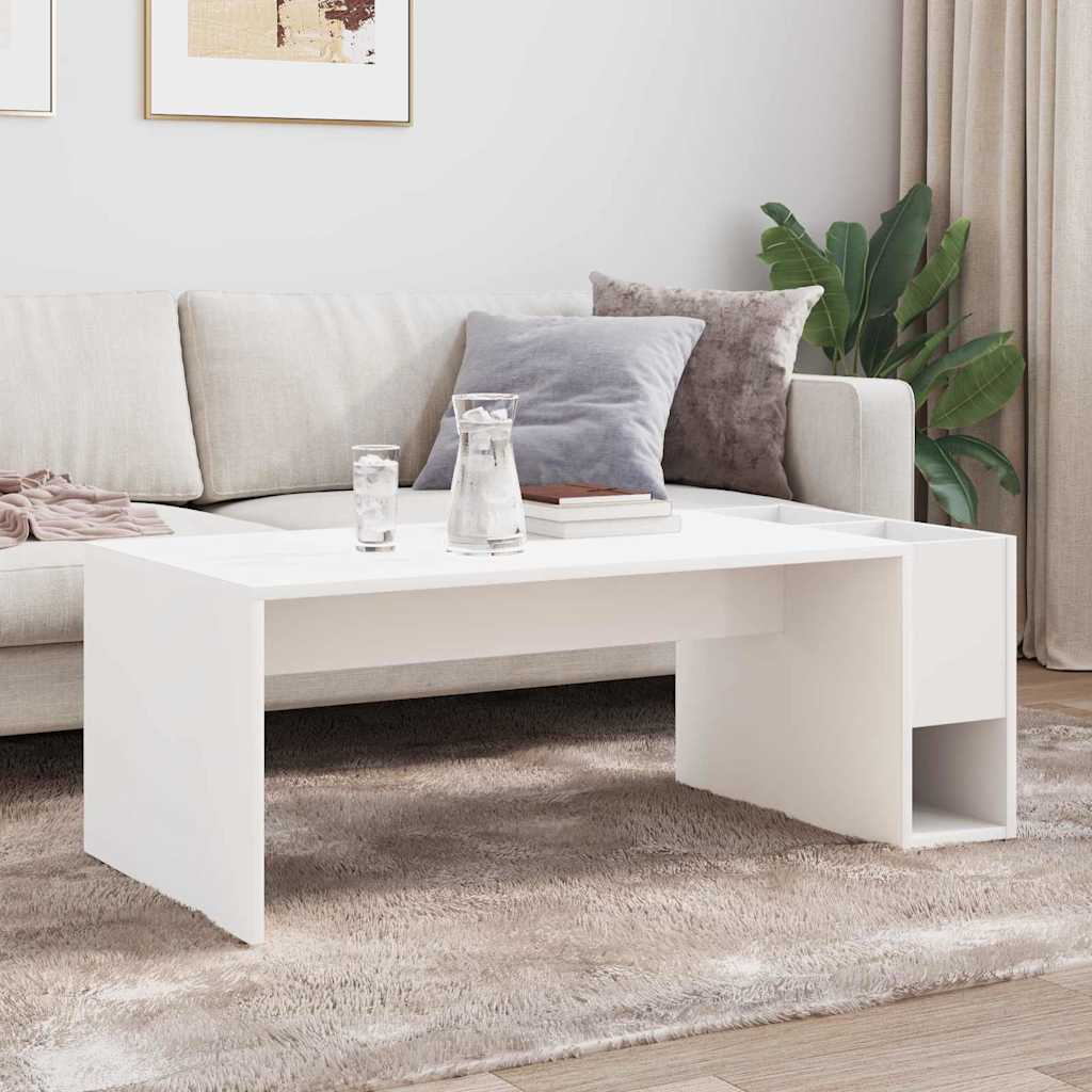 Salontafel Wit 101,5 x 50 x 37 cm Bewerkt hout is nu te koop bij PeponiXL, paradijselijk wonen!