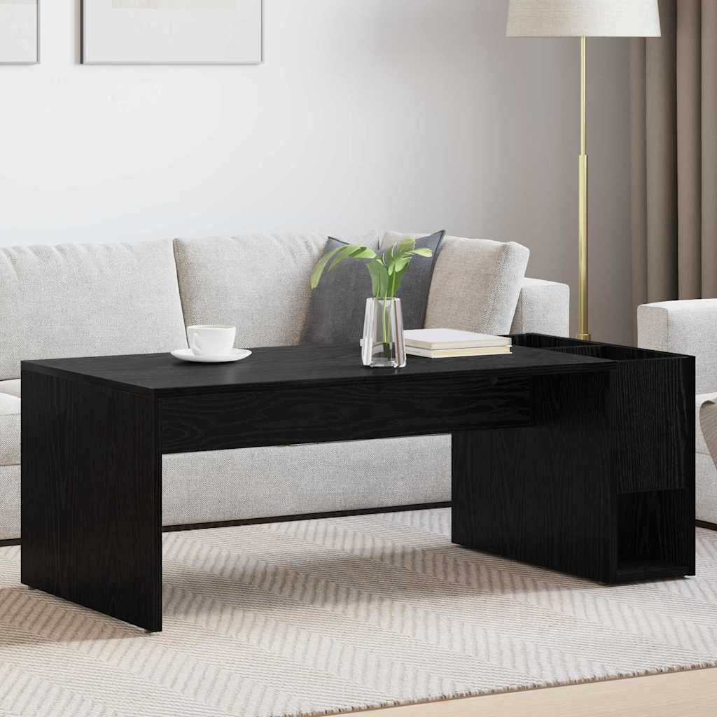 Salontafel Zwart Eiken 101,5 x 50 x 37 cm Bewerkt hout is nu te koop bij PeponiXL, paradijselijk wonen!