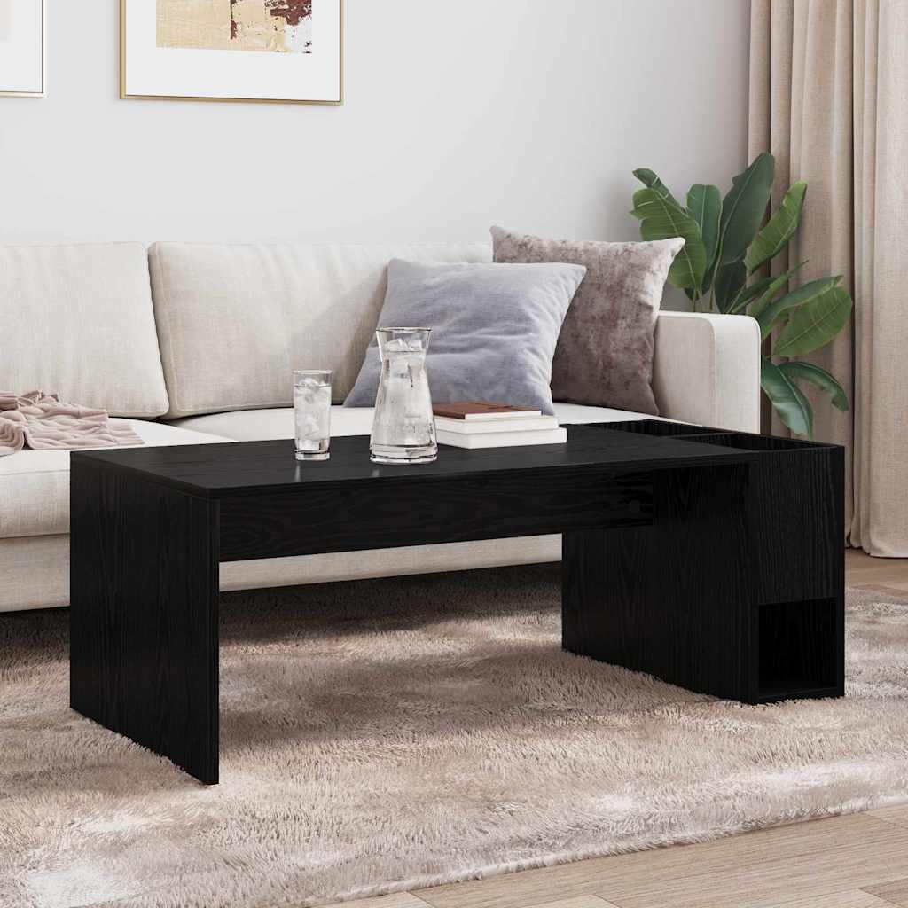 Salontafel Zwart Eiken 101,5 x 50 x 37 cm Bewerkt hout is nu te koop bij PeponiXL, paradijselijk wonen!