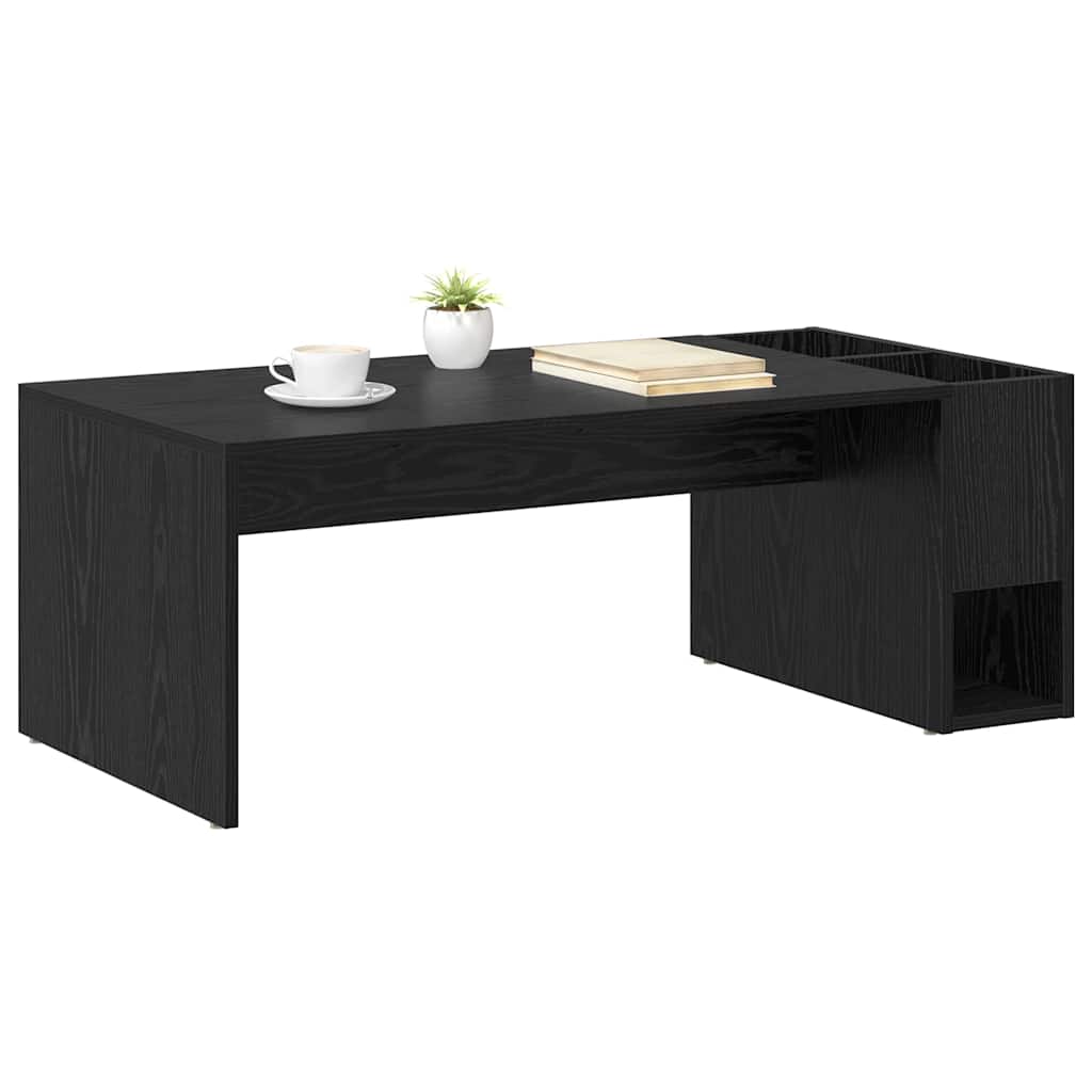 Salontafel Zwart Eiken 101,5 x 50 x 37 cm Bewerkt hout is nu te koop bij PeponiXL, paradijselijk wonen!