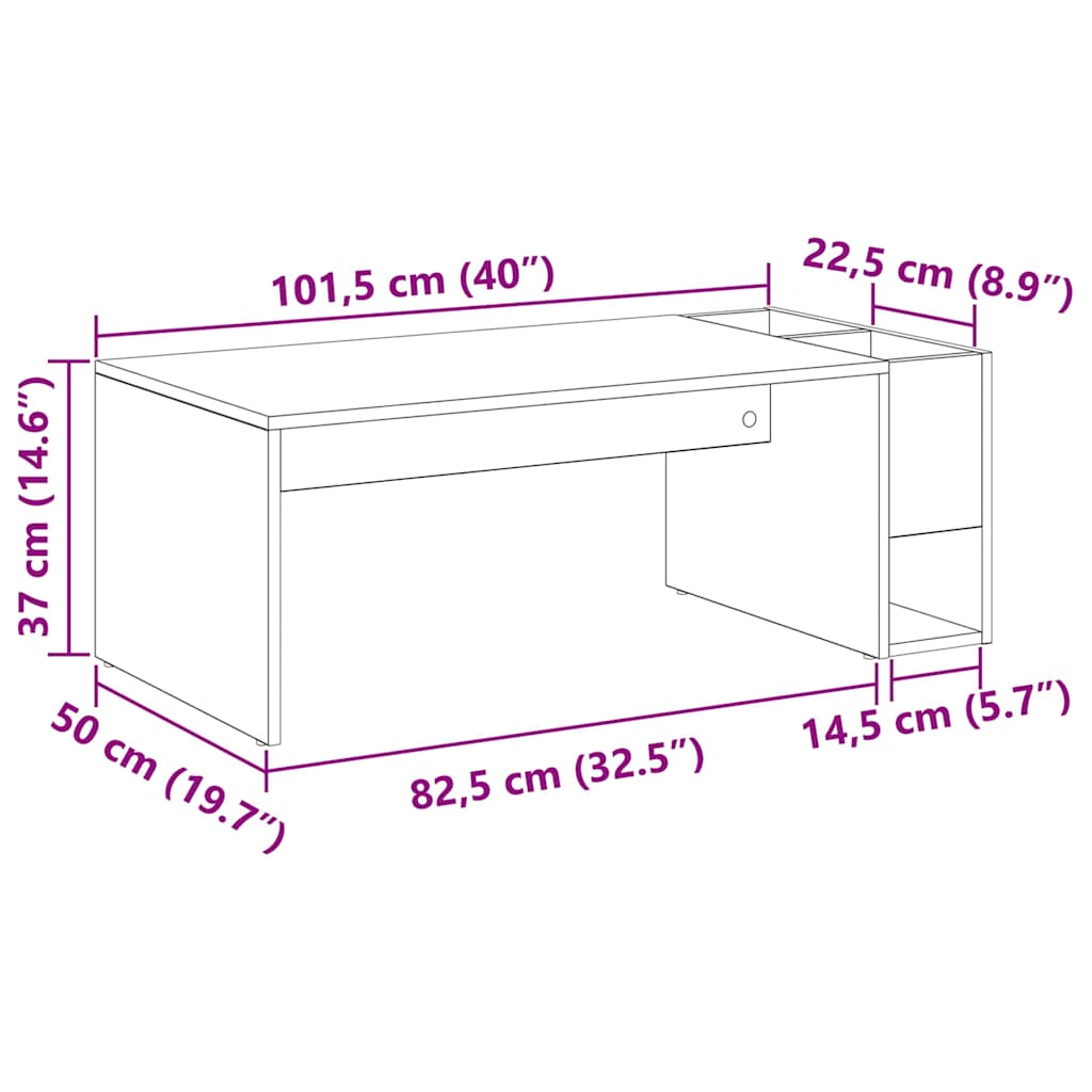 Salontafel Beton Grijs 101,5 x 50 x 37 cm Bewerkt hout is nu te koop bij PeponiXL, paradijselijk wonen!