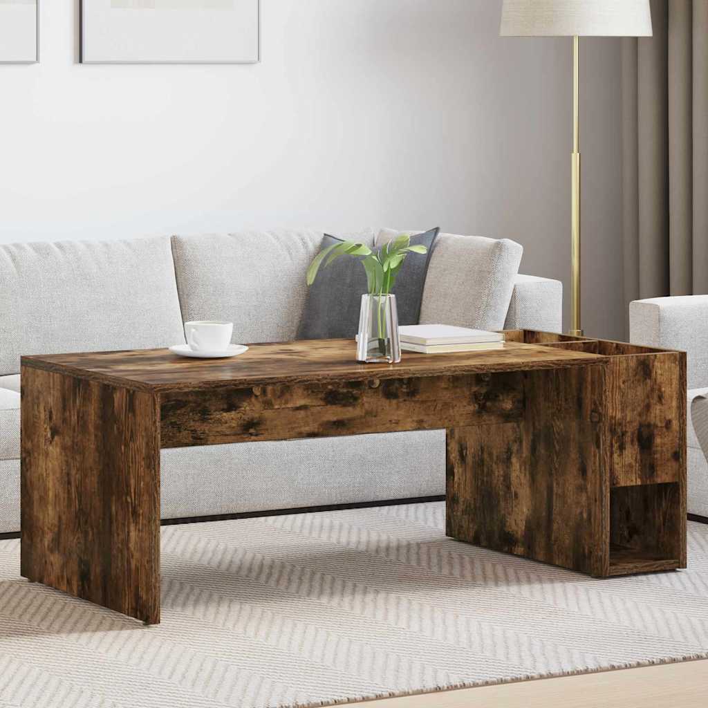Salontafel Gerookt eiken 101,5 x 50 x 37 cm Bewerkt hout is nu te koop bij PeponiXL, paradijselijk wonen!
