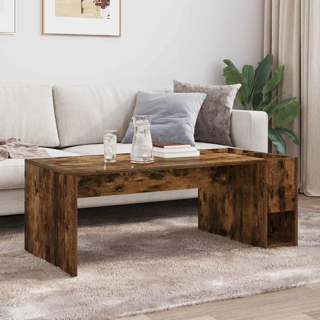 Salontafel Gerookt eiken 101,5 x 50 x 37 cm Bewerkt hout is nu te koop bij PeponiXL, paradijselijk wonen!