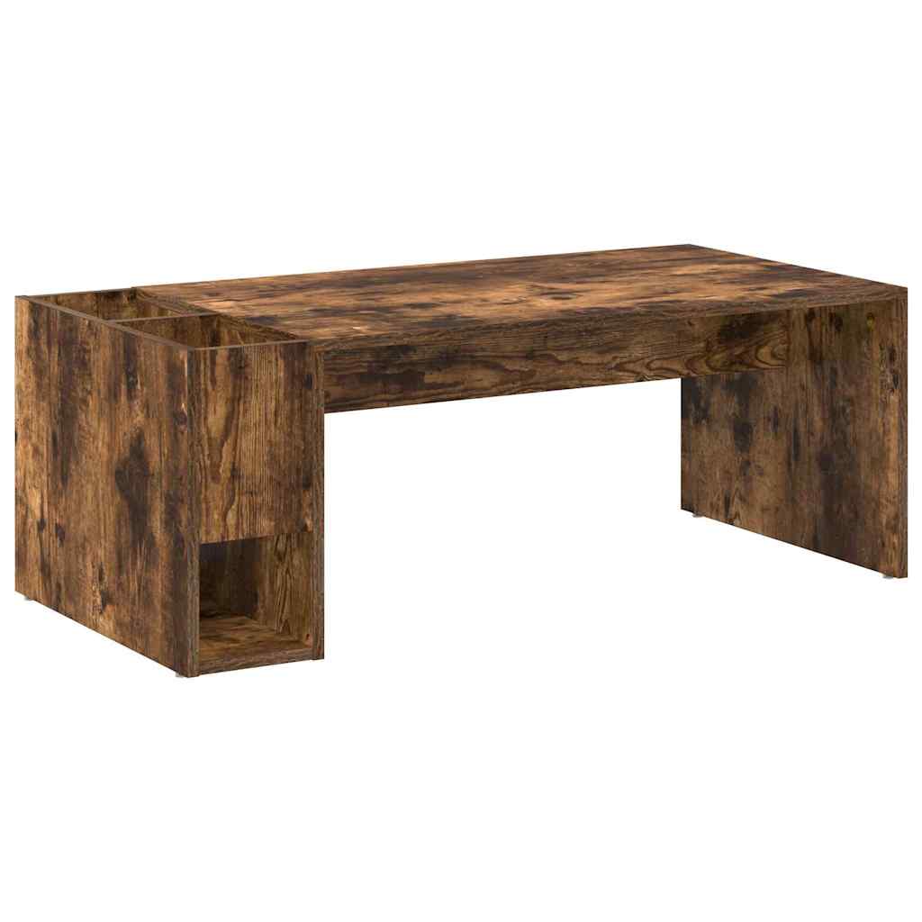 Salontafel Gerookt eiken 101,5 x 50 x 37 cm Bewerkt hout is nu te koop bij PeponiXL, paradijselijk wonen!