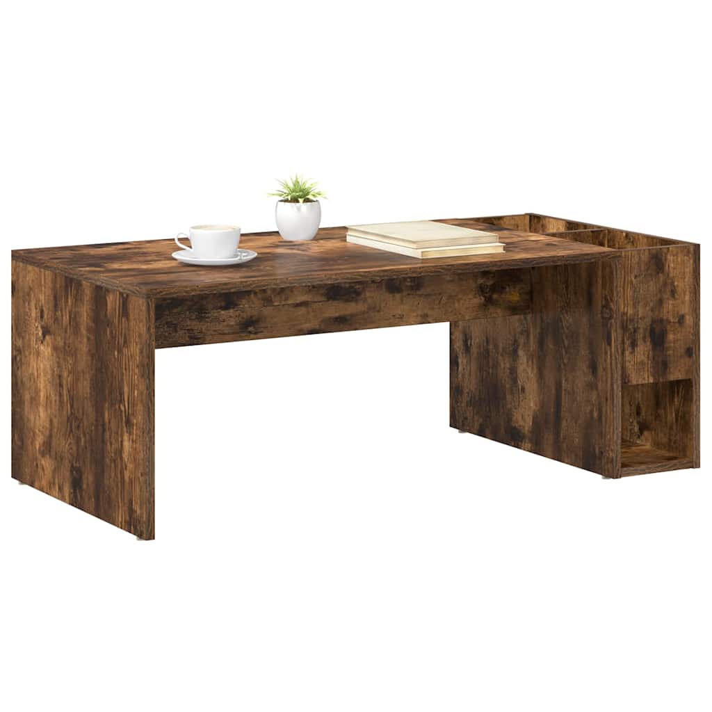 Salontafel Gerookt eiken 101,5 x 50 x 37 cm Bewerkt hout is nu te koop bij PeponiXL, paradijselijk wonen!