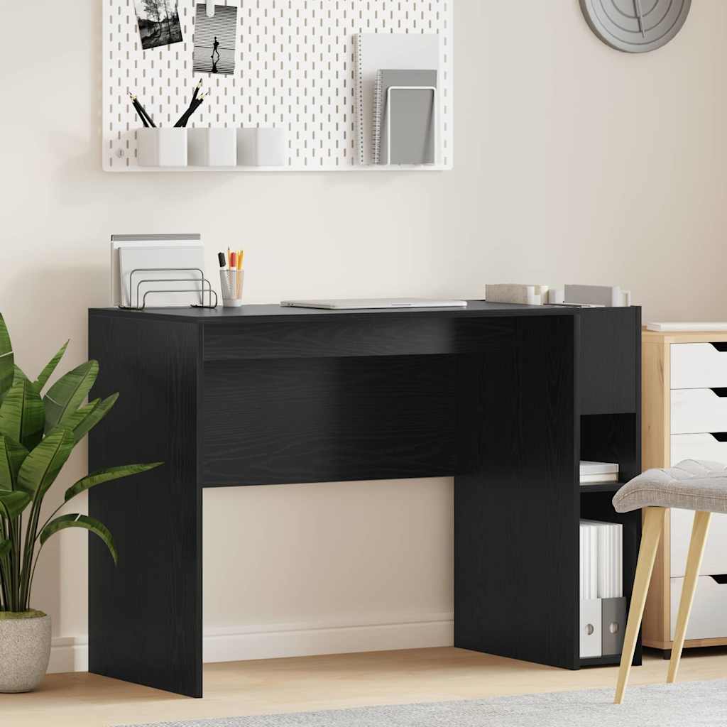 Bureau Zwart Eiken 109 x 50 x 78 cm Bewerkt hout is nu te koop bij PeponiXL, paradijselijk wonen!