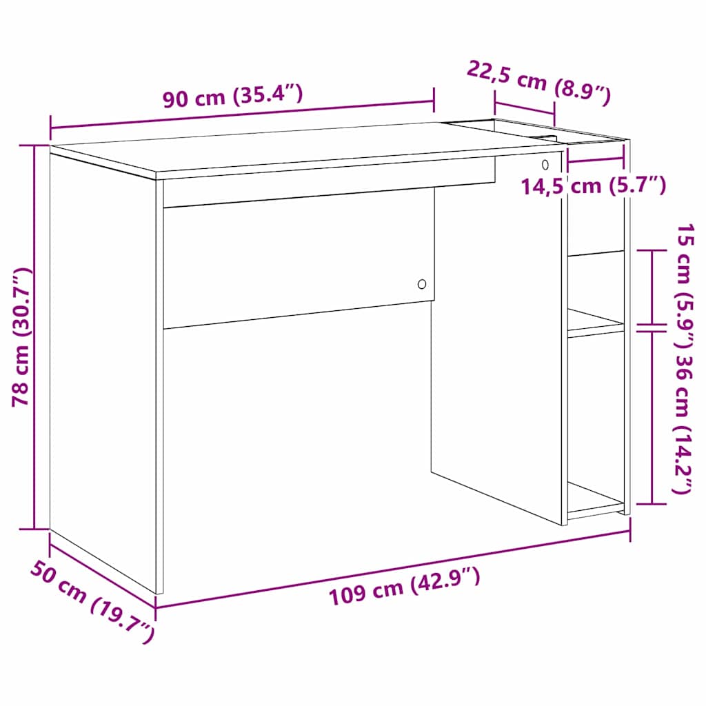 Bureau Beton Grijs 109 x 50 x 78 cm Bewerkt hout is nu te koop bij PeponiXL, paradijselijk wonen!