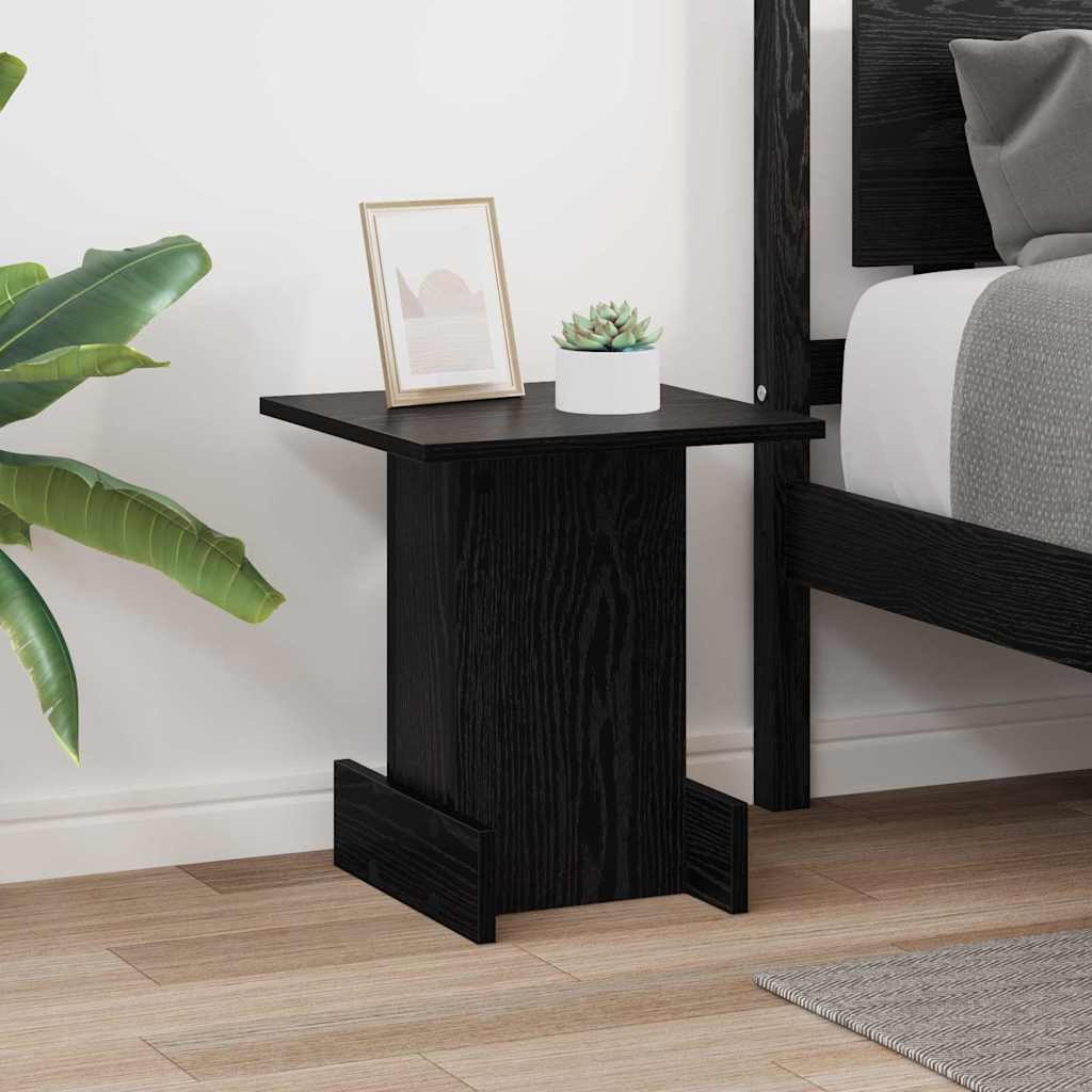 Bijzettafel Zwart Eiken 35,5 x 35 x 40 cm Bewerkt hout is nu te koop bij PeponiXL, paradijselijk wonen!