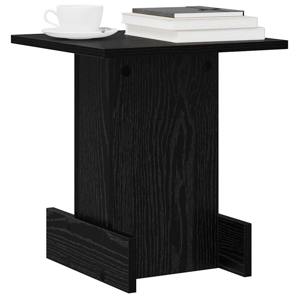 Bijzettafel Zwart Eiken 35,5 x 35 x 40 cm Bewerkt hout is nu te koop bij PeponiXL, paradijselijk wonen!