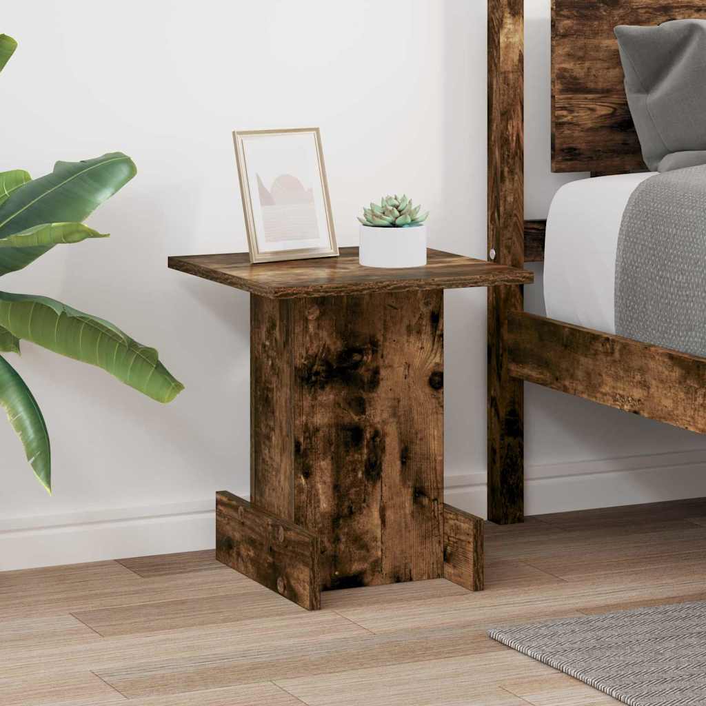 Bijzettafel Gerookt eiken 35,5 x 35 x 40 cm Bewerkt hout is nu te koop bij PeponiXL, paradijselijk wonen!