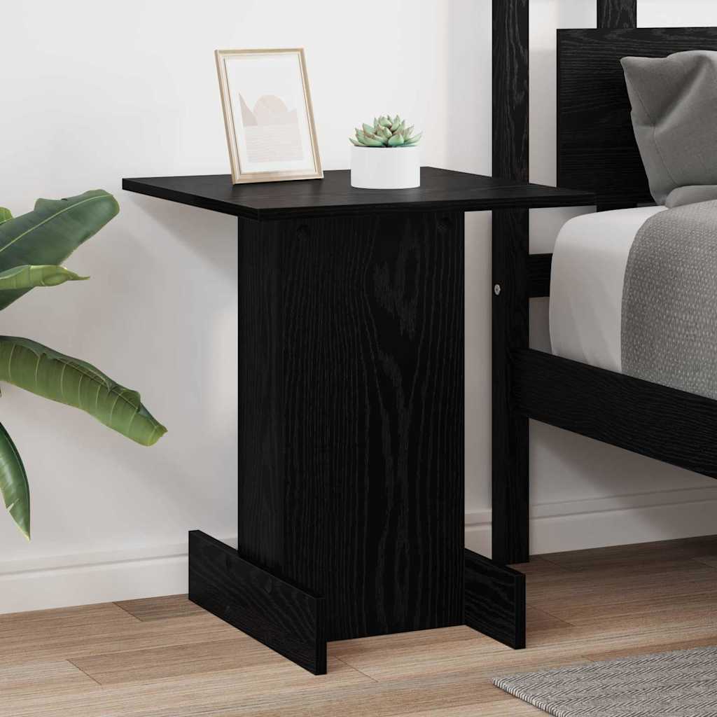 Bijzettafel Zwart Eiken 44,5 x 45 x 55 cm Bewerkt hout is nu te koop bij PeponiXL, paradijselijk wonen!