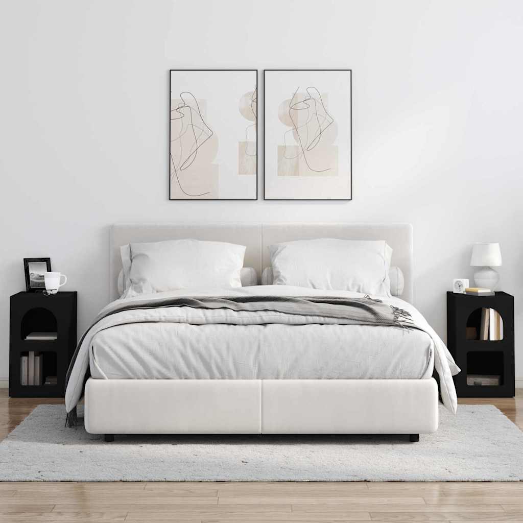 Nachtkastje 2 pcs Zwart 29,5 x 35 x 50 cm Bewerkt hout is nu te koop bij PeponiXL, paradijselijk wonen!