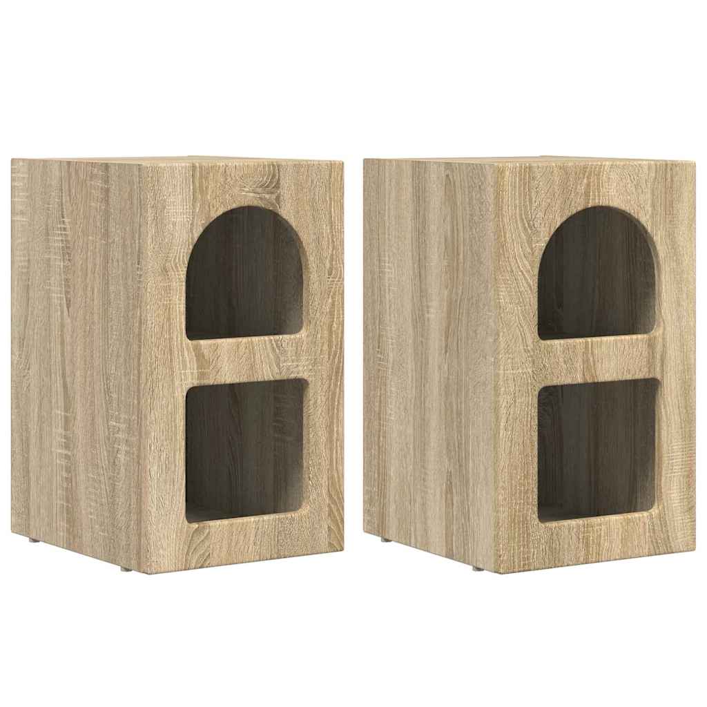 Nachtkastje 2 pcs Sonoma Eiken 29,5 x 35 x 50 cm Bewerkt hout is nu te koop bij PeponiXL, paradijselijk wonen!