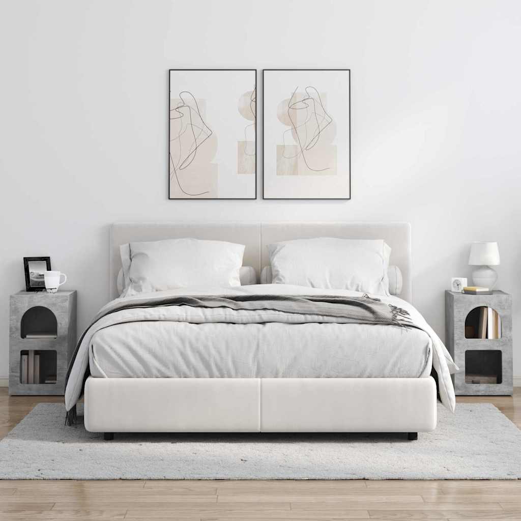 Nachtkastje 2 pcs Beton Grijs 29,5 x 35 x 50 cm Bewerkt hout is nu te koop bij PeponiXL, paradijselijk wonen!