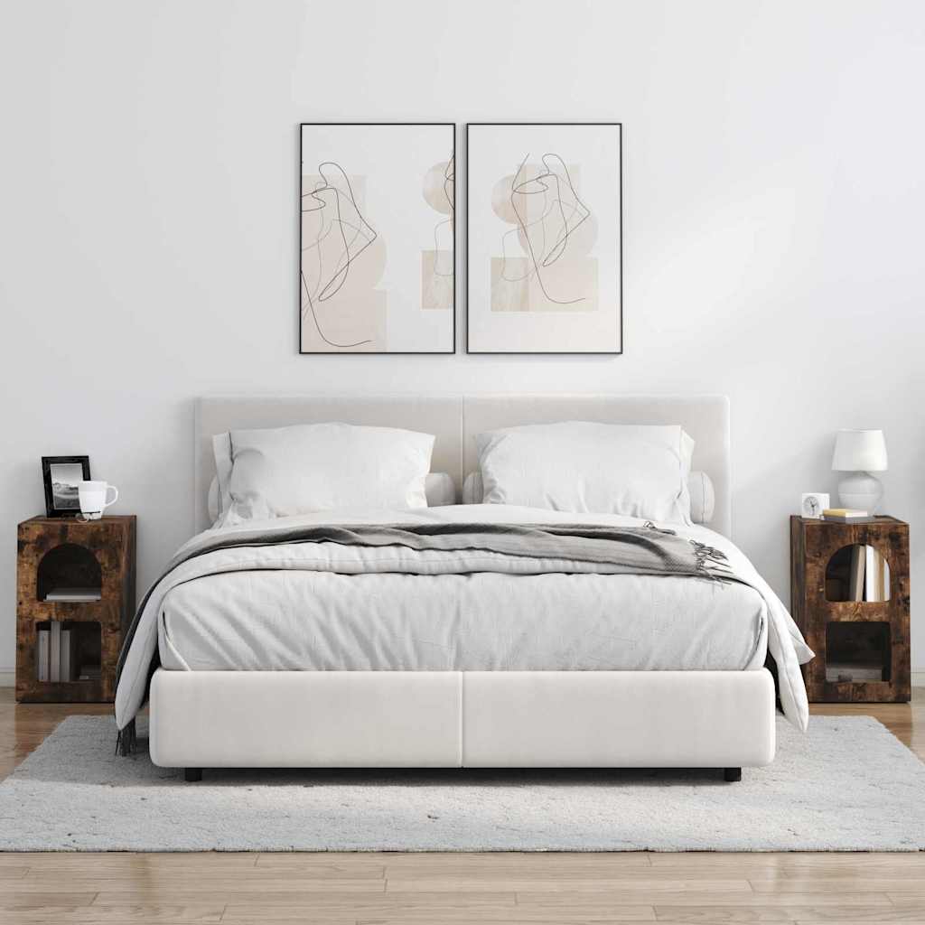 Nachtkastje 2 pcs Gerookt eiken 29,5 x 35 x 50 cm Bewerkt hout is nu te koop bij PeponiXL, paradijselijk wonen!