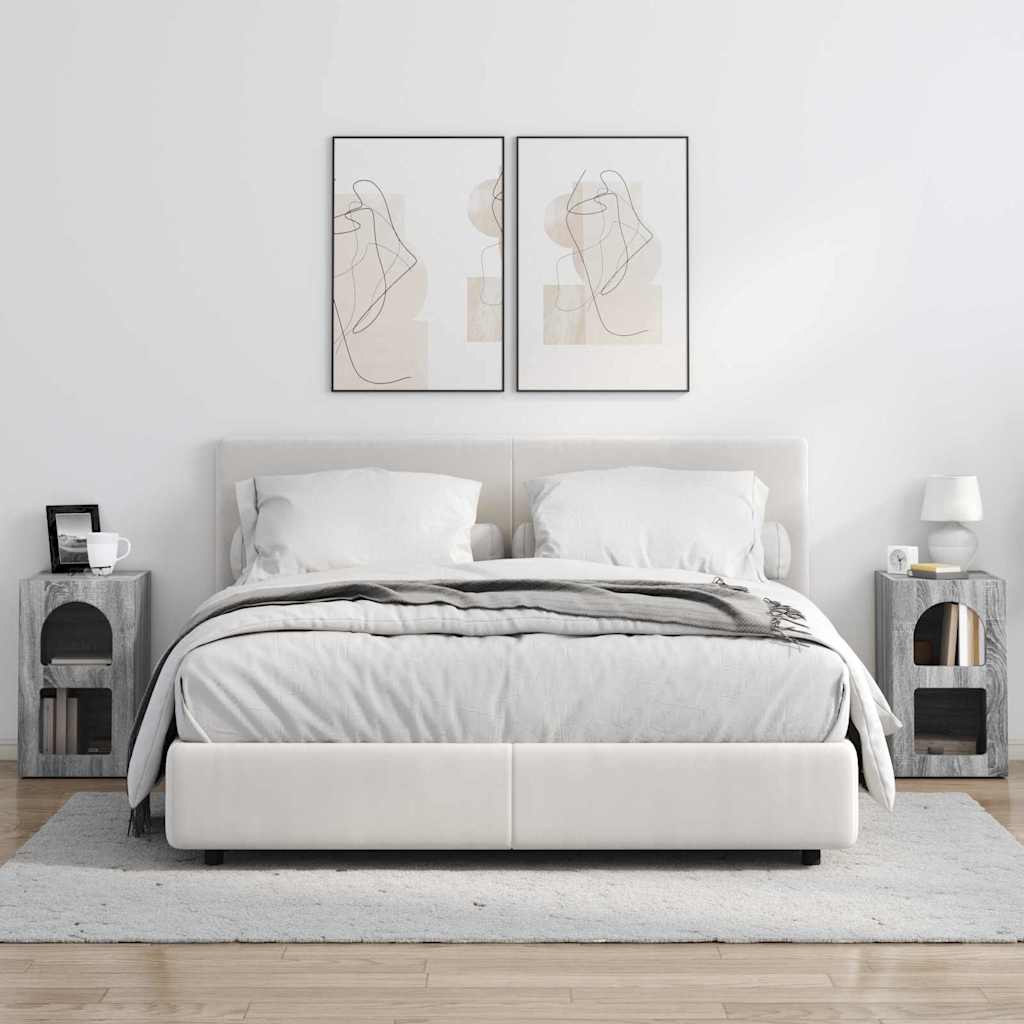 Nachtkastje 2 pcs Grijs Sonoma 29,5 x 35 x 50 cm Bewerkt hout is nu te koop bij PeponiXL, paradijselijk wonen!
