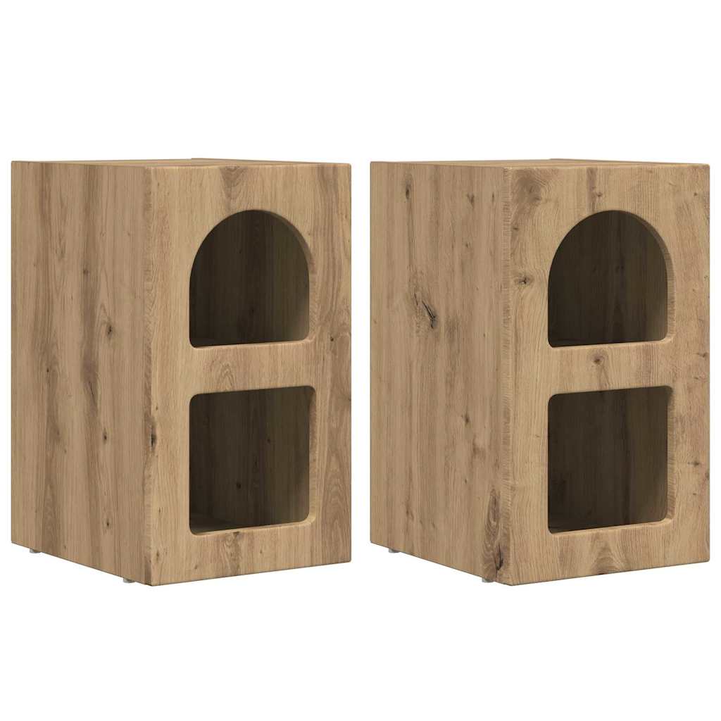 Nachtkastje 2 pcs Artisan Eiken 29,5 x 35 x 50 cm Bewerkt hout is nu te koop bij PeponiXL, paradijselijk wonen!