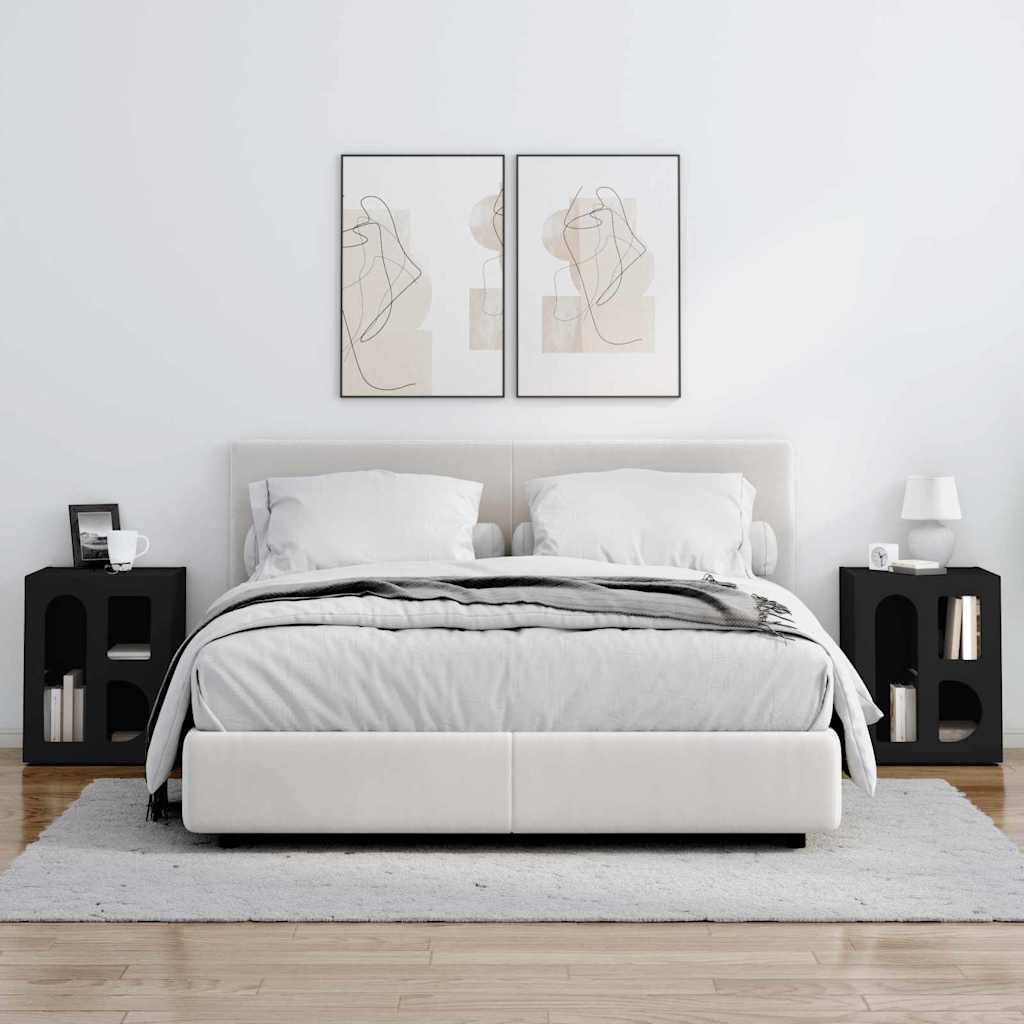 Nachtkastje 2 pcs Zwart 40 x 35 x 50 cm Bewerkt hout is nu te koop bij PeponiXL, paradijselijk wonen!