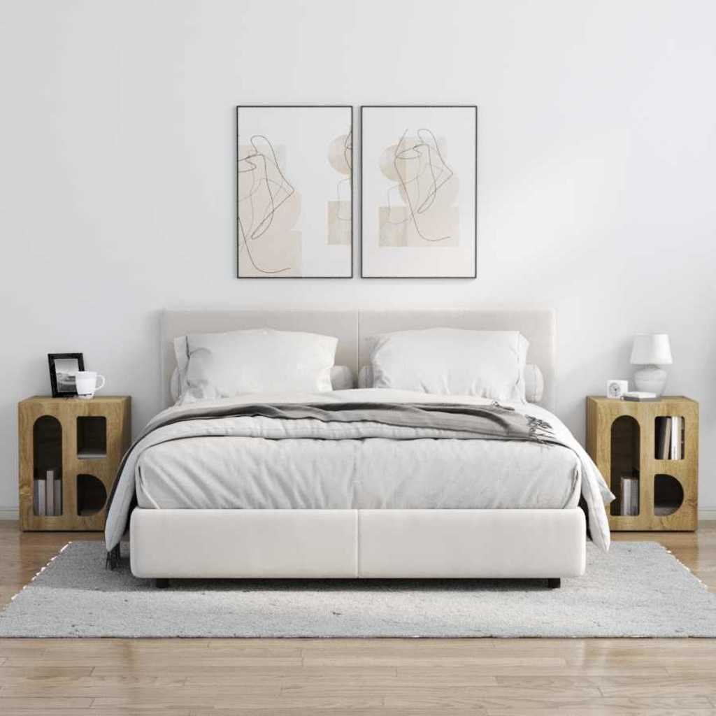 Nachtkastje 2 pcs Sonoma Eiken 40 x 35 x 50 cm Bewerkt hout is nu te koop bij PeponiXL, paradijselijk wonen!