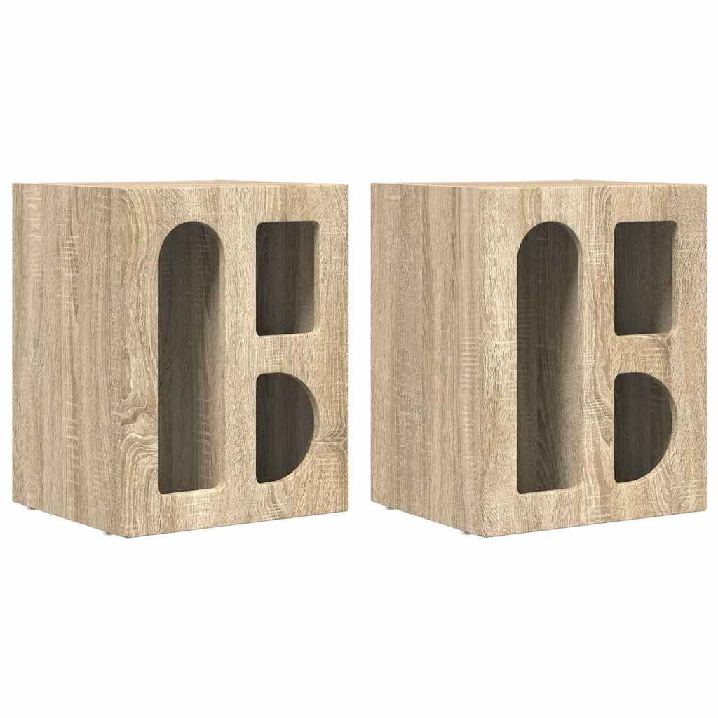 Nachtkastje 2 pcs Sonoma Eiken 40 x 35 x 50 cm Bewerkt hout is nu te koop bij PeponiXL, paradijselijk wonen!