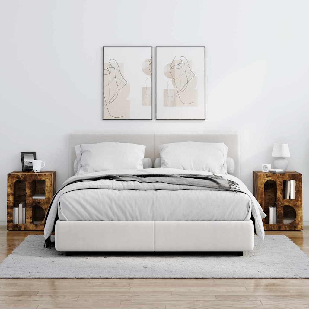 Nachtkastje 2 pcs Gerookt eiken 40 x 35 x 50 cm Bewerkt hout is nu te koop bij PeponiXL, paradijselijk wonen!