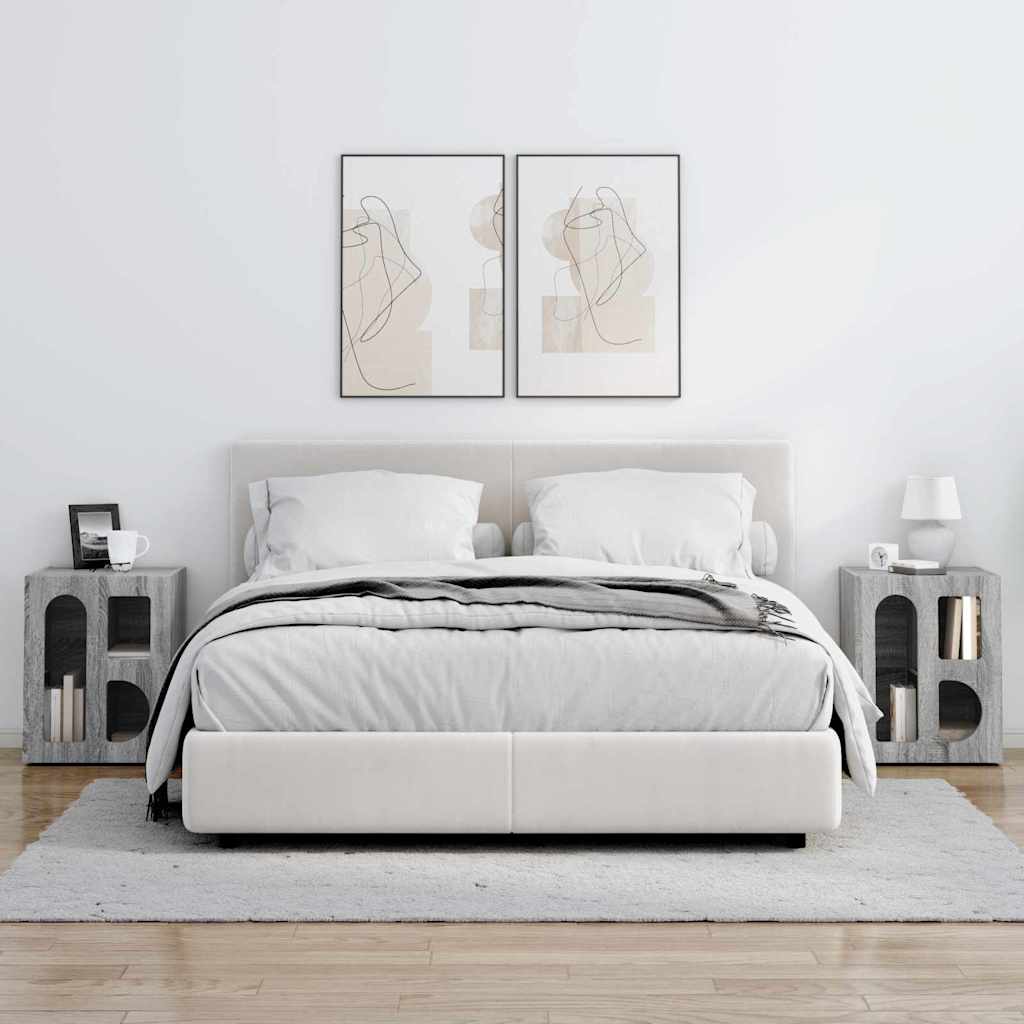 Nachtkastje 2 pcs Grijs Sonoma 40 x 35 x 50 cm Bewerkt hout is nu te koop bij PeponiXL, paradijselijk wonen!