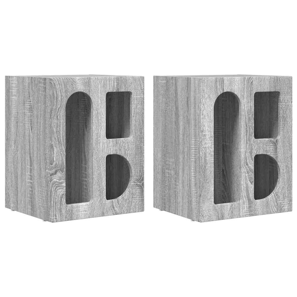 Nachtkastje 2 pcs Grijs Sonoma 40 x 35 x 50 cm Bewerkt hout is nu te koop bij PeponiXL, paradijselijk wonen!