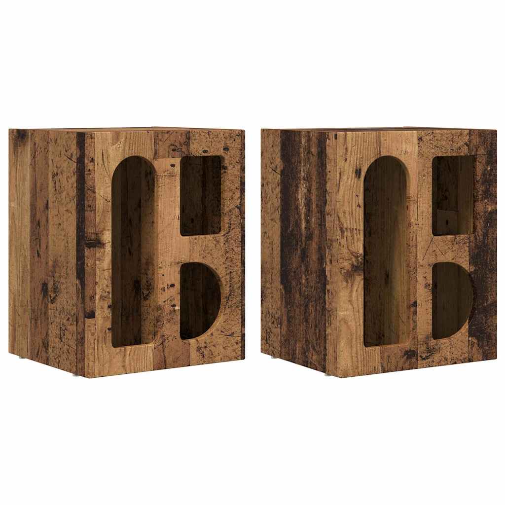 Nachtkastje 2 pcs Oudhout 40 x 35 x 50 cm Bewerkt hout is nu te koop bij PeponiXL, paradijselijk wonen!