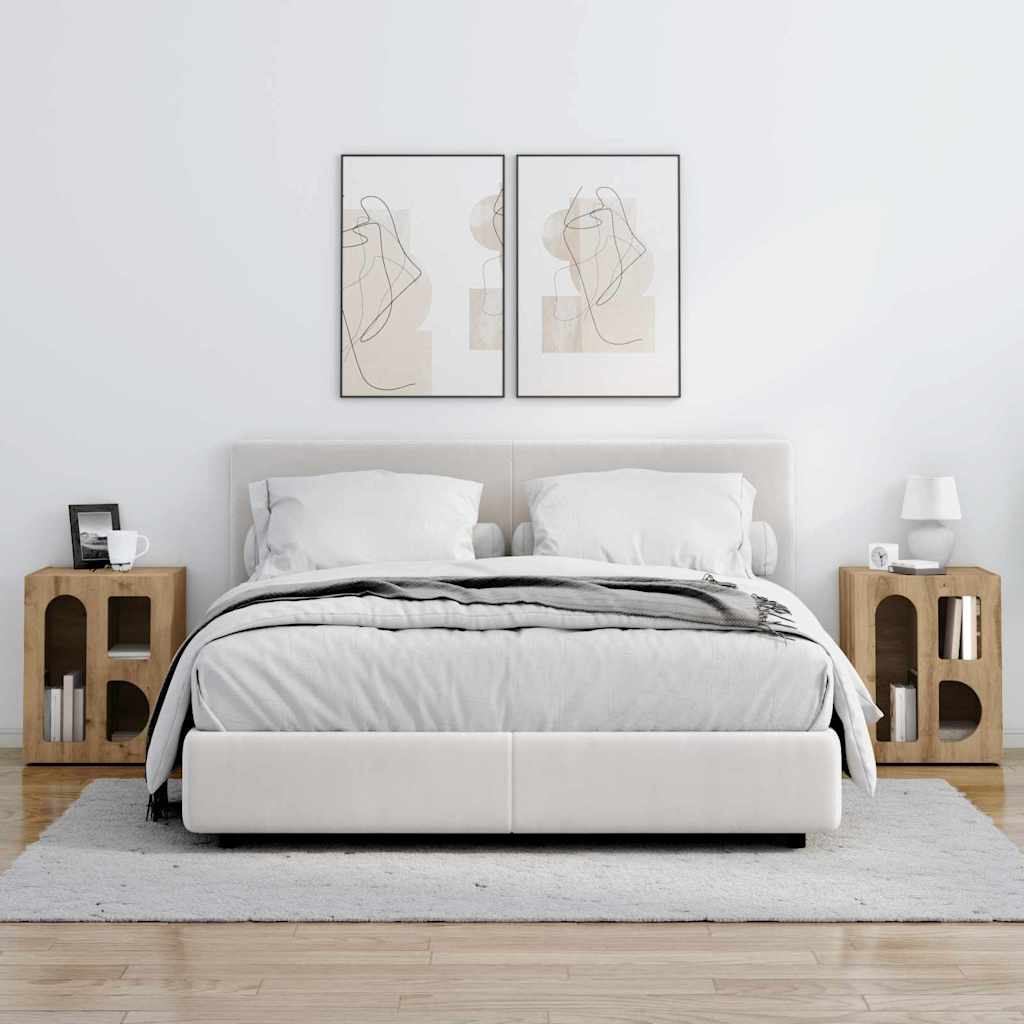 Nachtkastje 2 pcs Artisan Eiken 40 x 35 x 50 cm Bewerkt hout is nu te koop bij PeponiXL, paradijselijk wonen!