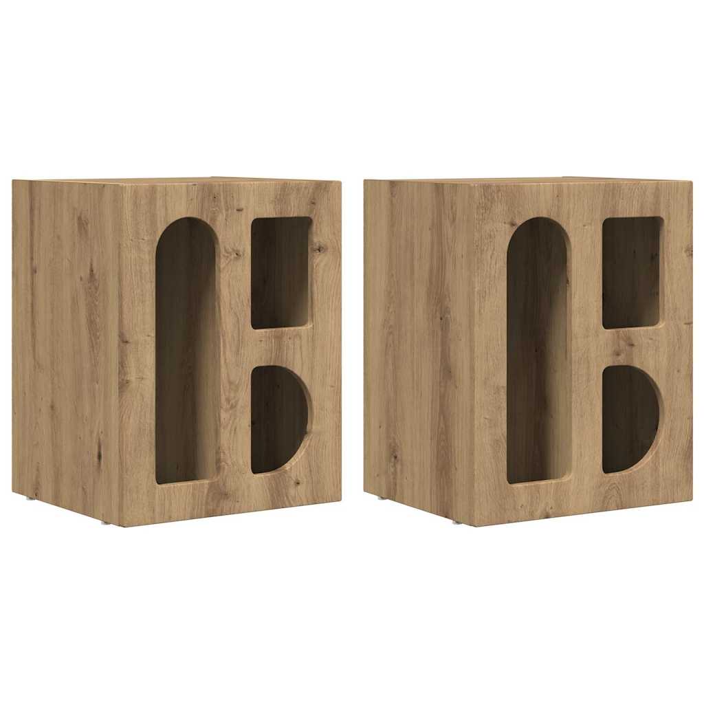 Nachtkastje 2 pcs Artisan Eiken 40 x 35 x 50 cm Bewerkt hout is nu te koop bij PeponiXL, paradijselijk wonen!