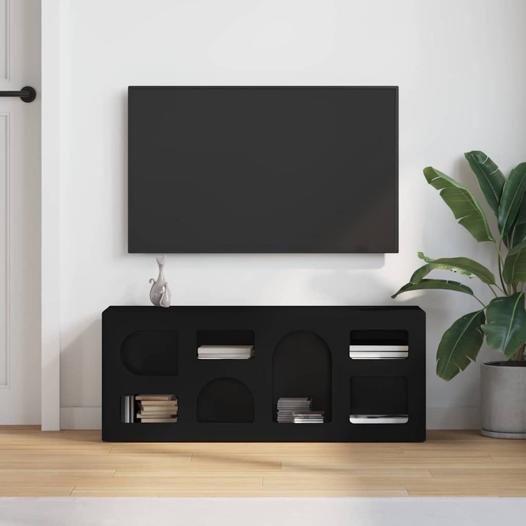 TV-kast Zwart 100 x 35 x 40 cm Bewerkt hout is nu te koop bij PeponiXL, paradijselijk wonen!