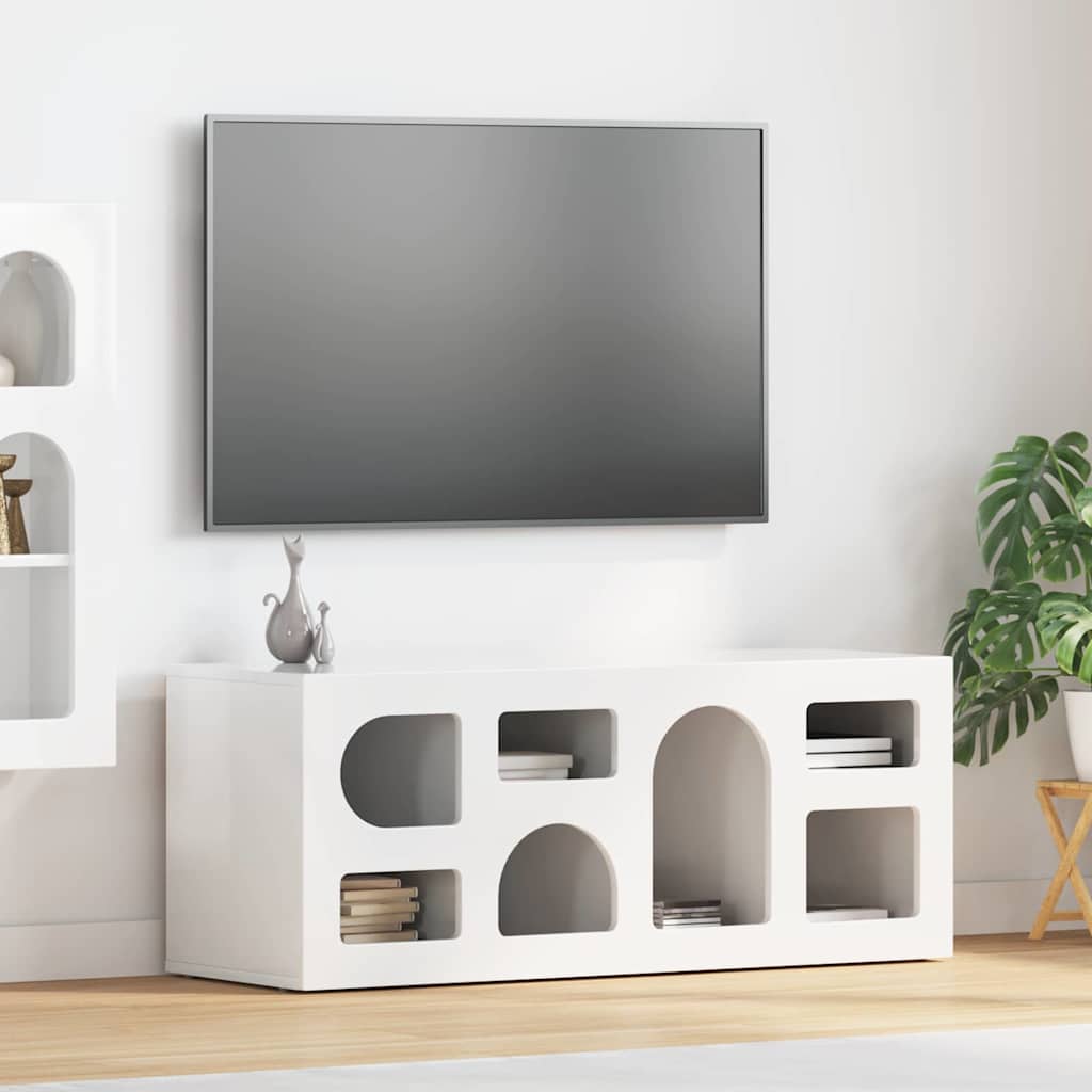 TV-kast Hoogglans wit 100 x 35 x 40 cm Bewerkt hout is nu te koop bij PeponiXL, paradijselijk wonen!