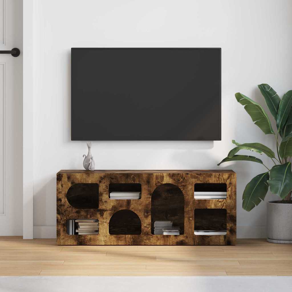 TV-kast Gerookt eiken 100 x 35 x 40 cm Bewerkt hout is nu te koop bij PeponiXL, paradijselijk wonen!