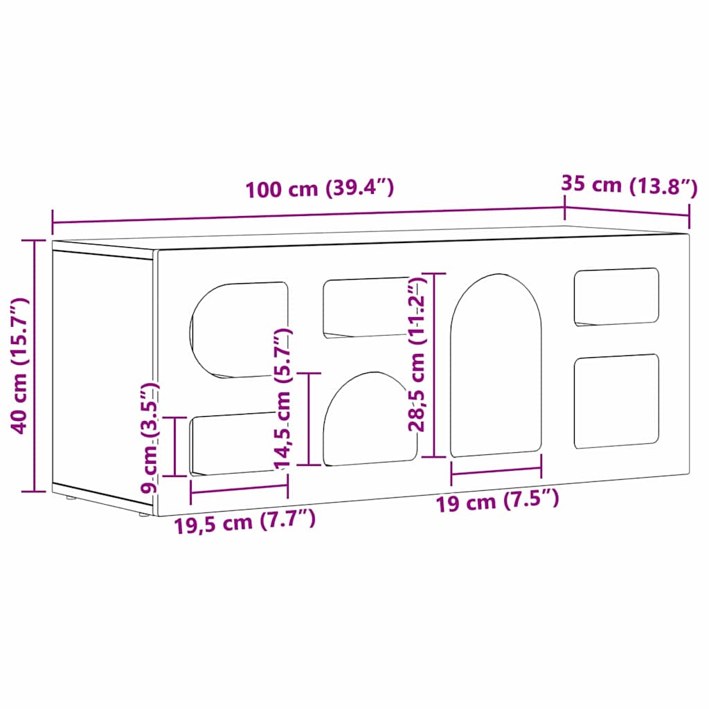 TV-kast Grijs Sonoma 100 x 35 x 40 cm Bewerkt hout is nu te koop bij PeponiXL, paradijselijk wonen!