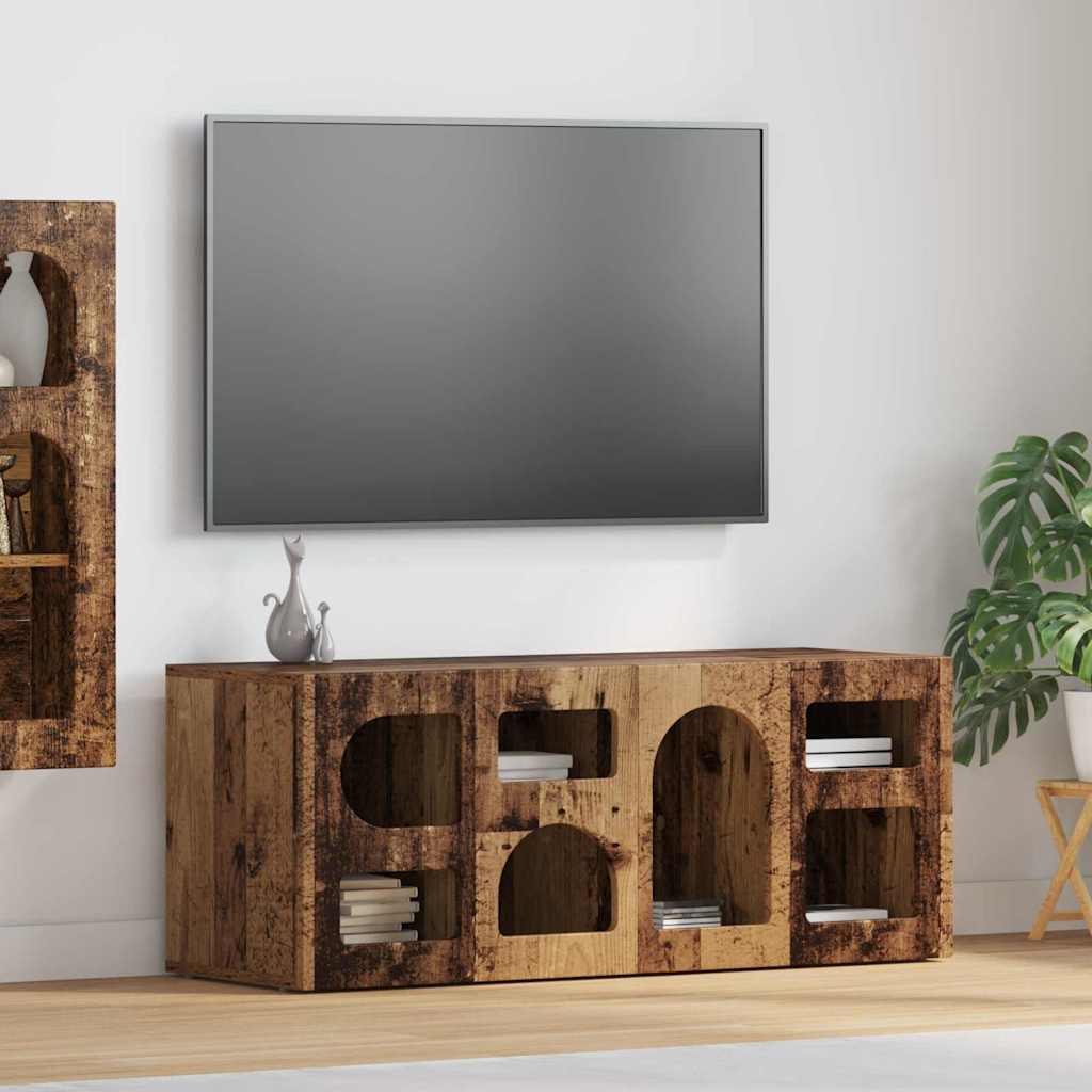 TV-kast Oudhout 100 x 35 x 40 cm Bewerkt hout is nu te koop bij PeponiXL, paradijselijk wonen!