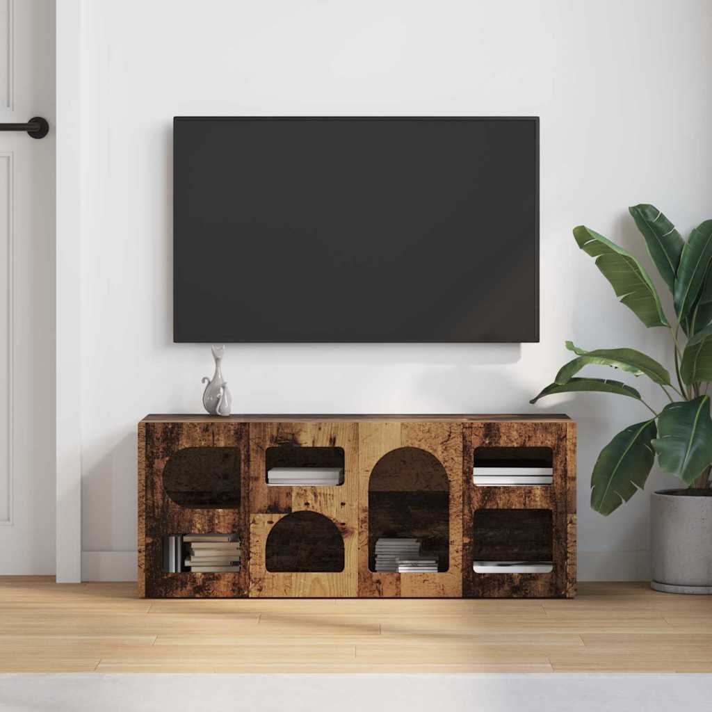 TV-kast Oudhout 100 x 35 x 40 cm Bewerkt hout is nu te koop bij PeponiXL, paradijselijk wonen!