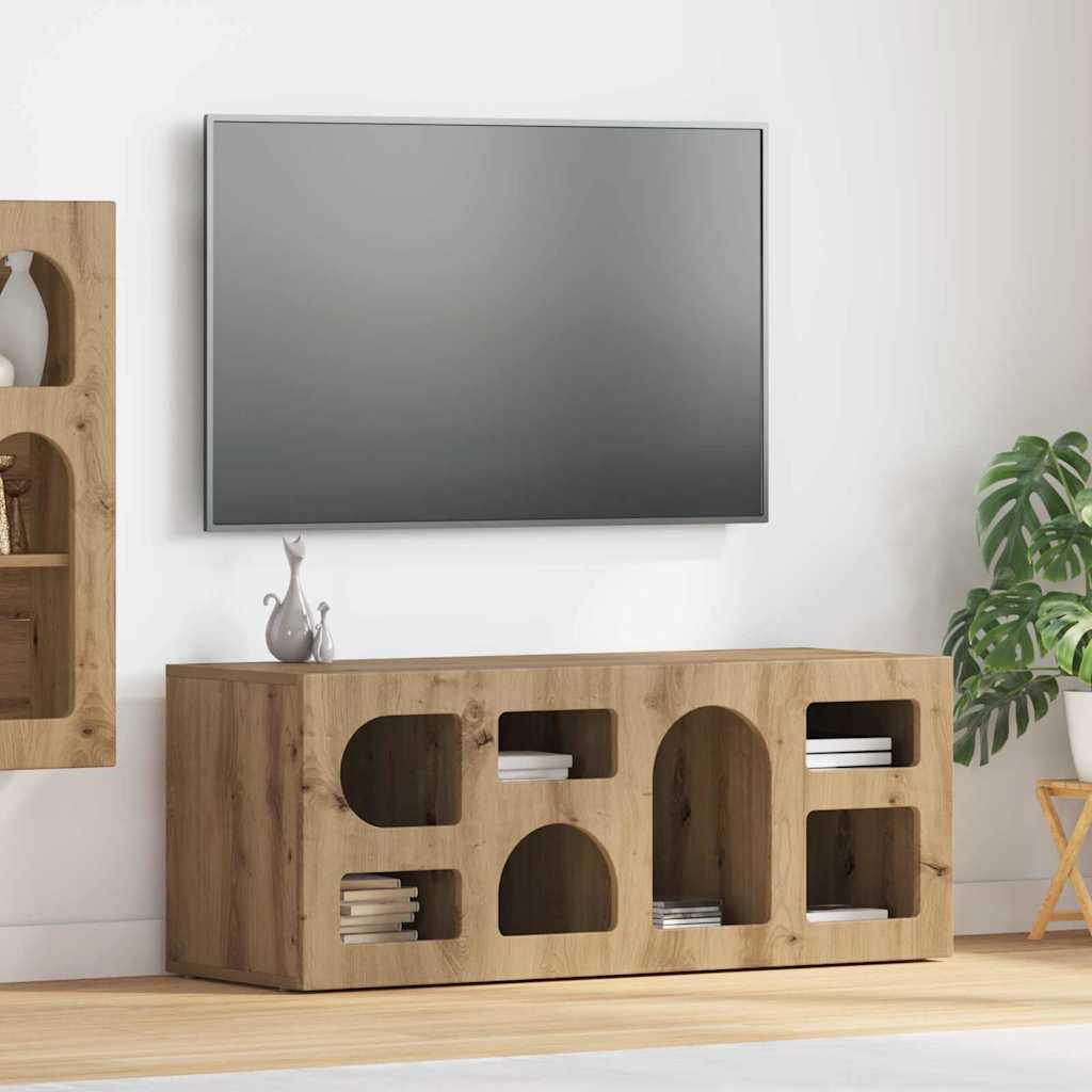 TV-kast Artisan Eiken 100 x 35 x 40 cm Bewerkt hout is nu te koop bij PeponiXL, paradijselijk wonen!