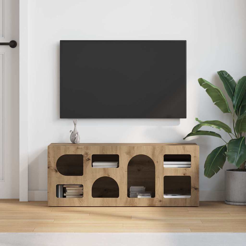 TV-kast Artisan Eiken 100 x 35 x 40 cm Bewerkt hout is nu te koop bij PeponiXL, paradijselijk wonen!
