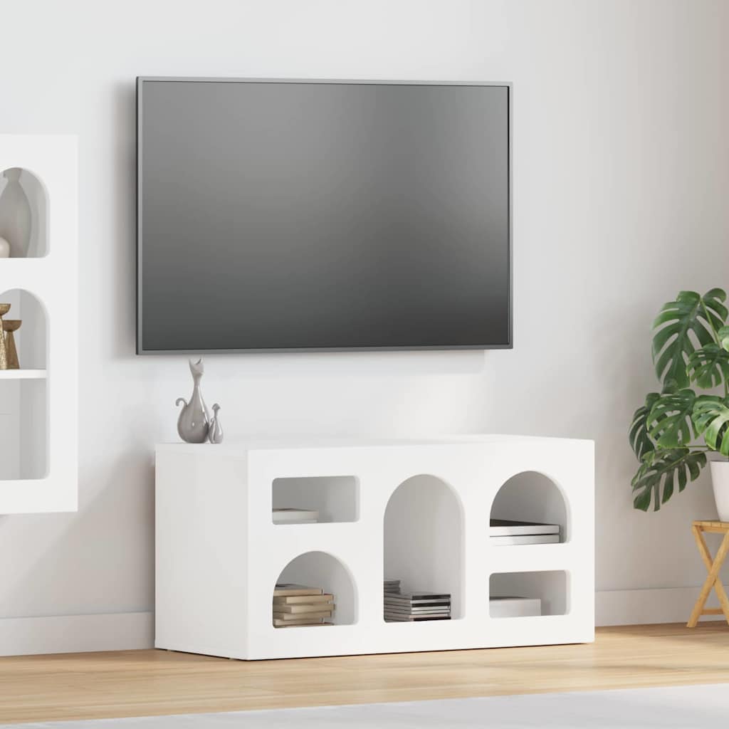 TV-kast Wit 80 x 35 x 40 cm Bewerkt hout is nu te koop bij PeponiXL, paradijselijk wonen!