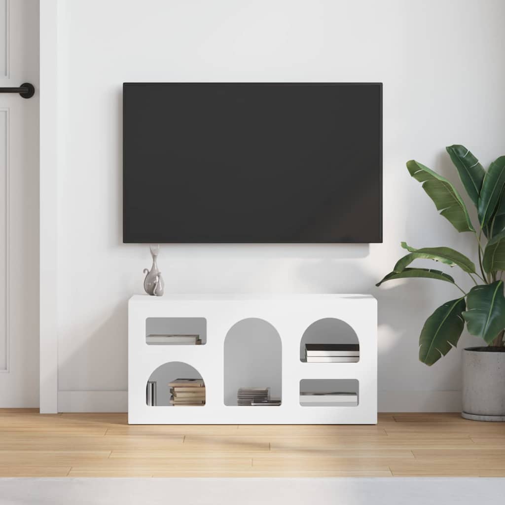 TV-kast Wit 80 x 35 x 40 cm Bewerkt hout is nu te koop bij PeponiXL, paradijselijk wonen!