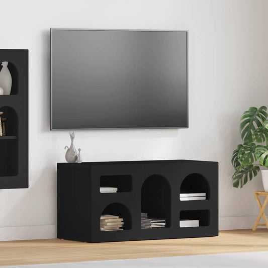 TV-kast Zwart 80 x 35 x 40 cm Bewerkt hout is nu te koop bij PeponiXL, paradijselijk wonen!