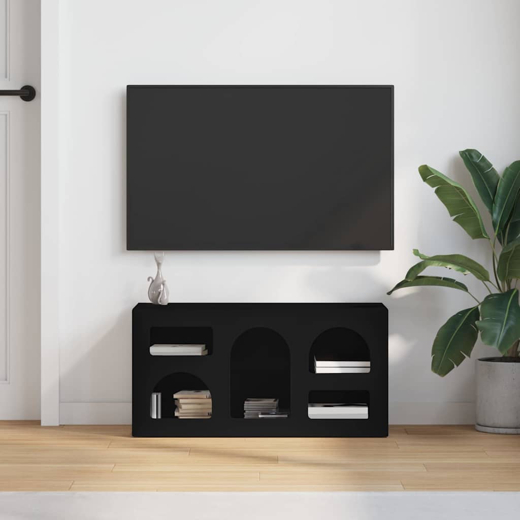 TV-kast Zwart 80 x 35 x 40 cm Bewerkt hout is nu te koop bij PeponiXL, paradijselijk wonen!