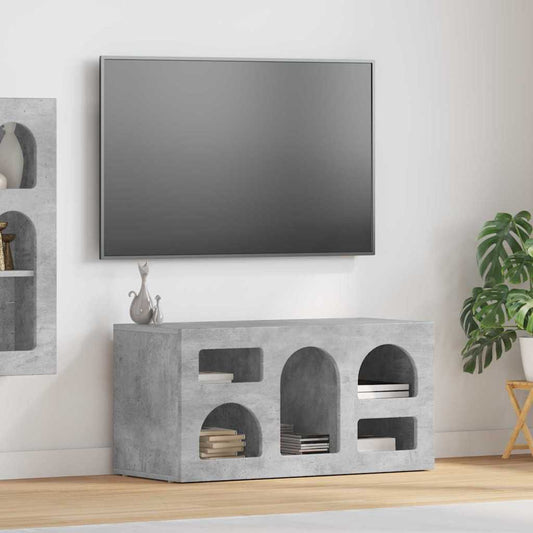 TV-kast Beton Grijs 80 x 35 x 40 cm Bewerkt hout is nu te koop bij PeponiXL, paradijselijk wonen!