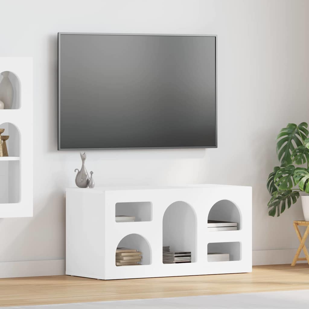 TV-kast Hoogglans wit 80 x 35 x 40 cm Bewerkt hout is nu te koop bij PeponiXL, paradijselijk wonen!