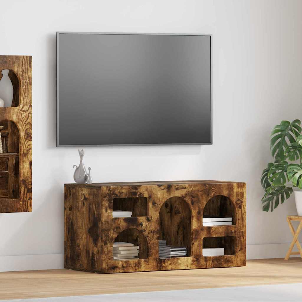 TV-kast Gerookt eiken 80 x 35 x 40 cm Bewerkt hout is nu te koop bij PeponiXL, paradijselijk wonen!