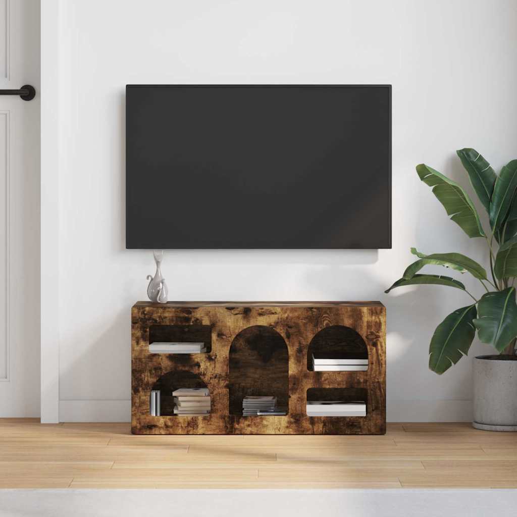 TV-kast Gerookt eiken 80 x 35 x 40 cm Bewerkt hout is nu te koop bij PeponiXL, paradijselijk wonen!
