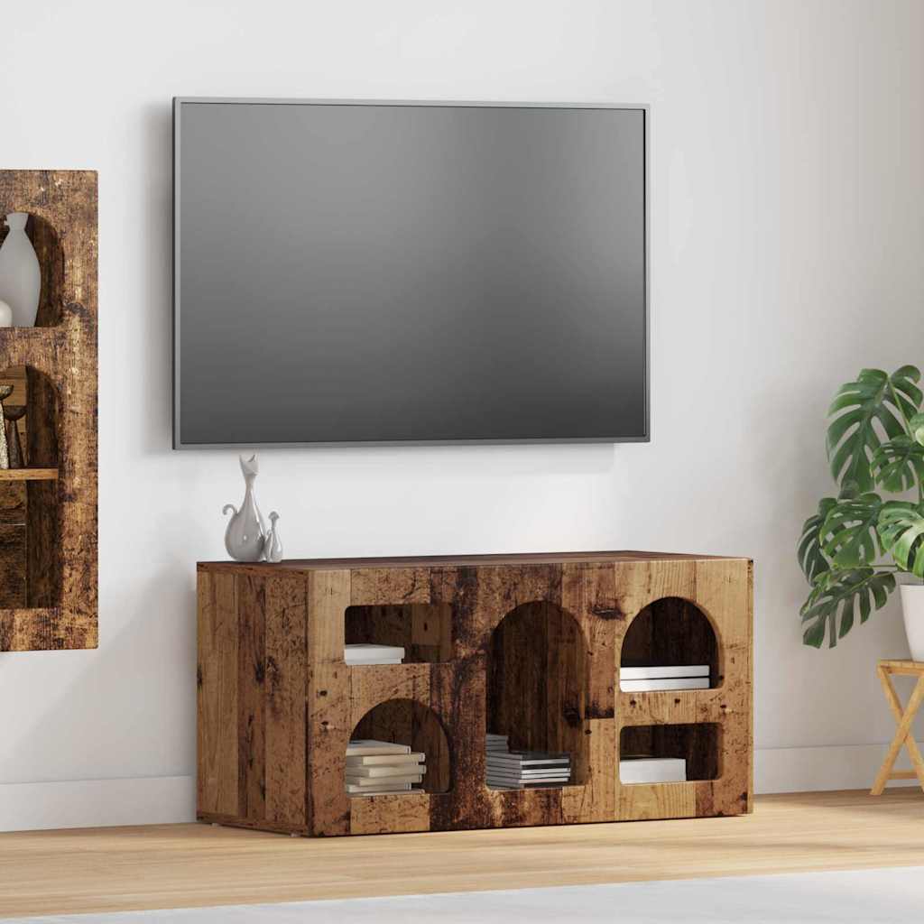 TV-kast Oudhout 80 x 35 x 40 cm Bewerkt hout is nu te koop bij PeponiXL, paradijselijk wonen!